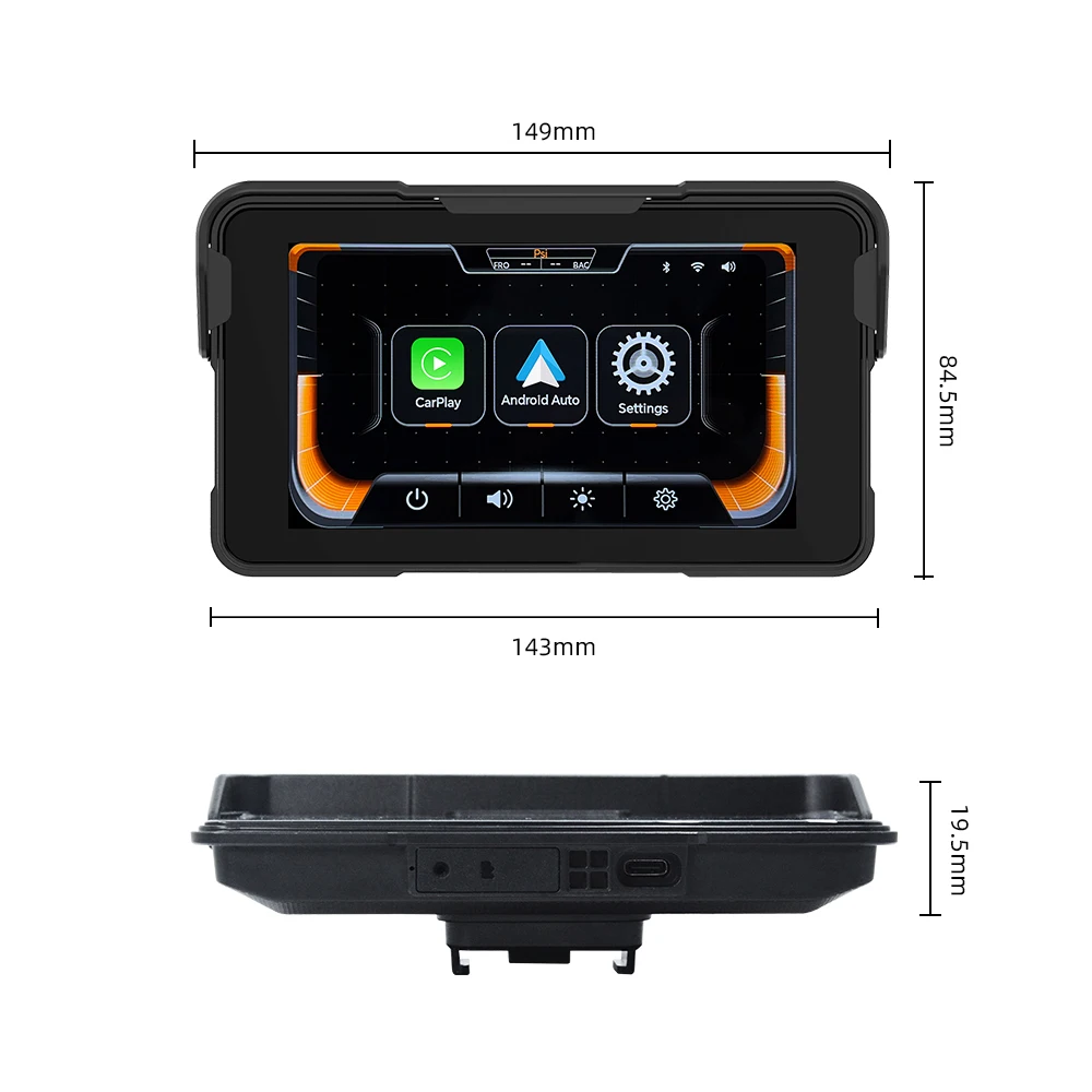 

Портативный 5-дюймовый IP67 водонепроницаемый мотоциклетный GPS-навигатор с беспроводным Carplay Android Auto мотоциклетный навигационный экран