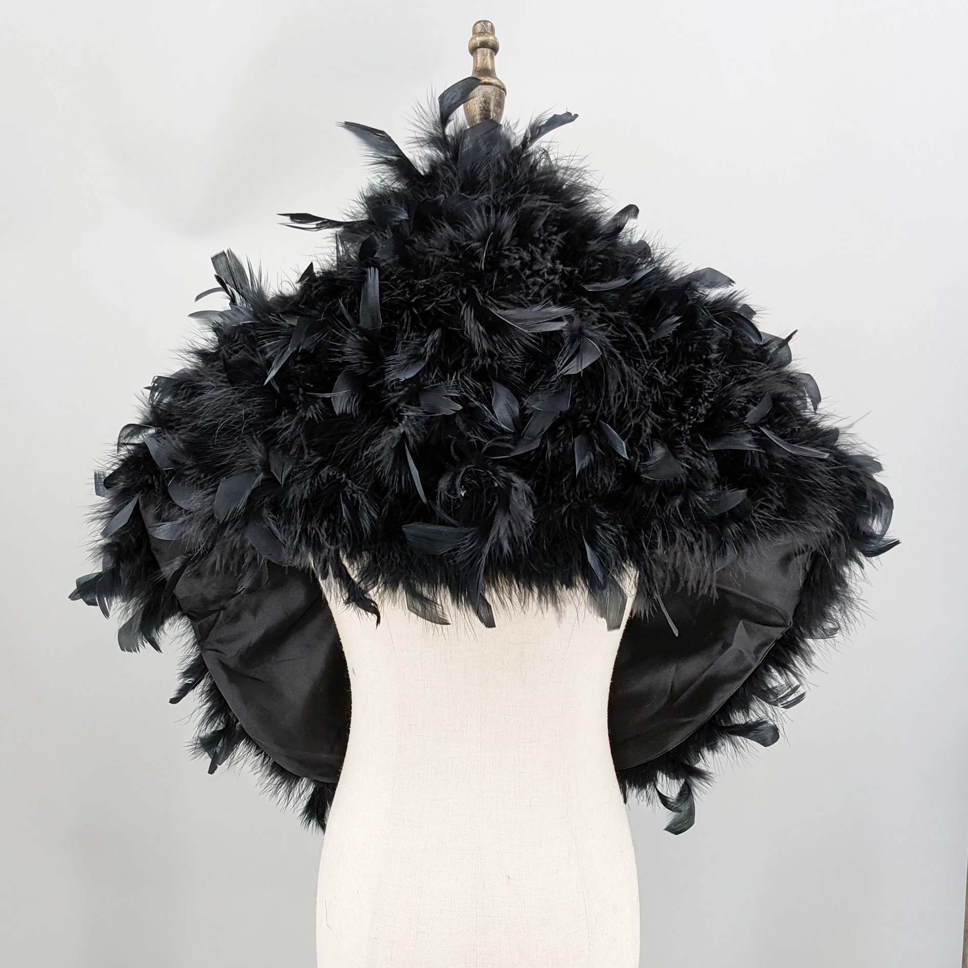 Stole Wedding Shawl - شال ريش أسود فاخر للنساء، غطاء