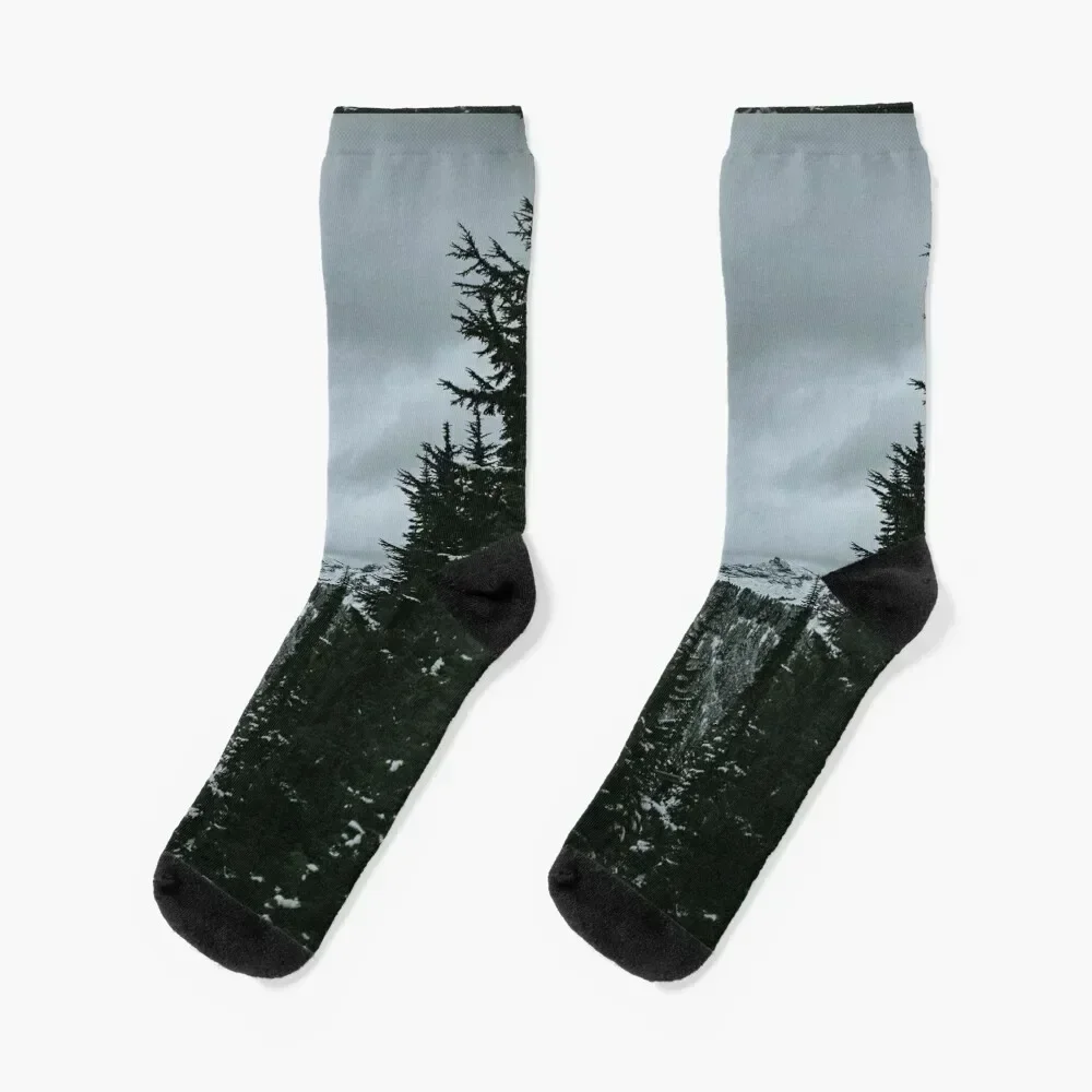 Mount Rainier Winter Landscape Socks summer Hiking boots winter thermal Designer Man Socks Women's