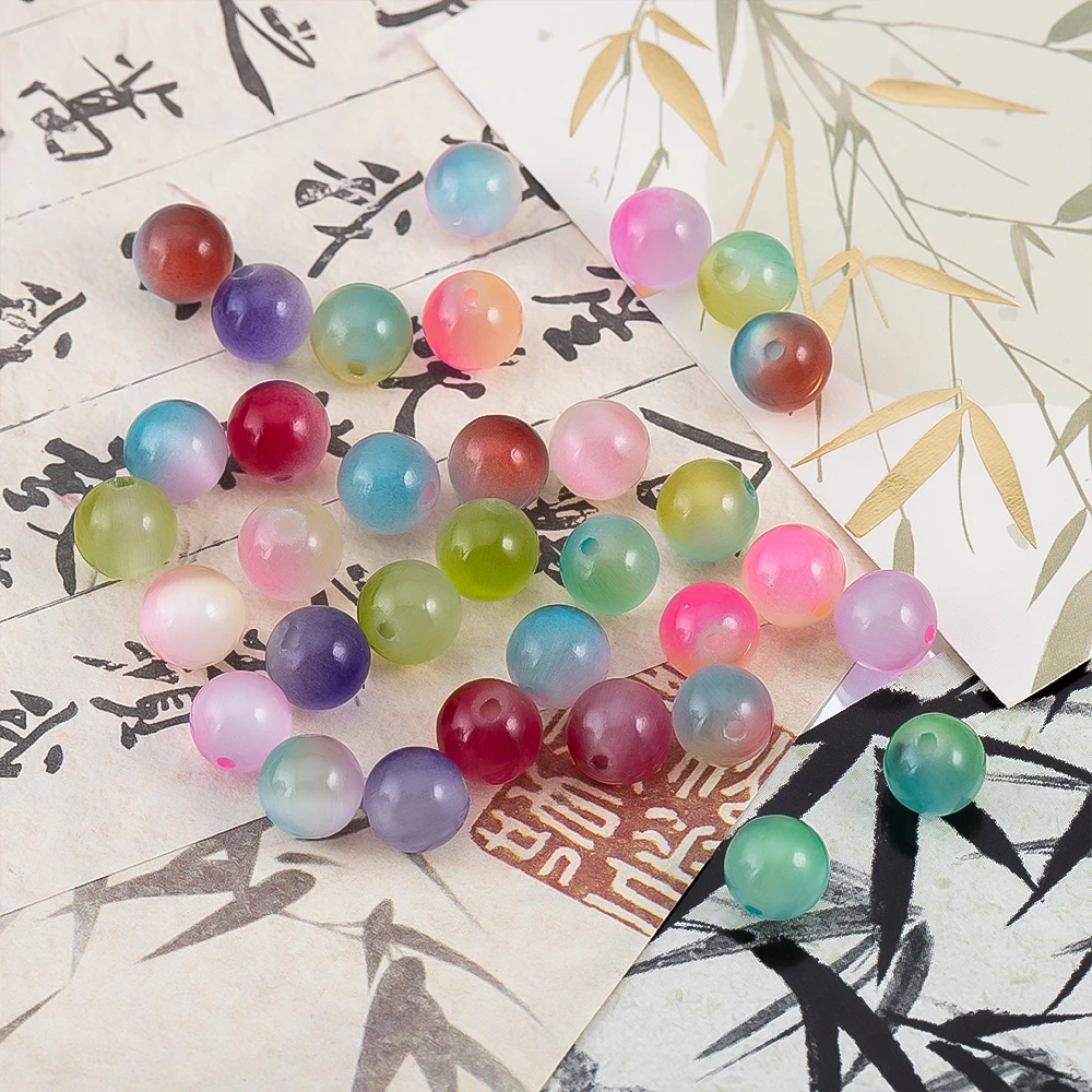 

10pcs Two Tone Gradient Glass Cat Eye Bead For DIY Homemade Bracelet Jewelry Making Accessories Loose Bead Originality Material