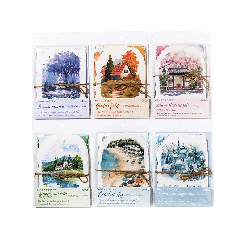 JIANWU Travel Notes Series Literary Watercolor Landscape Collage Decor Material Paper Creative DIY Junk Journal Stationery