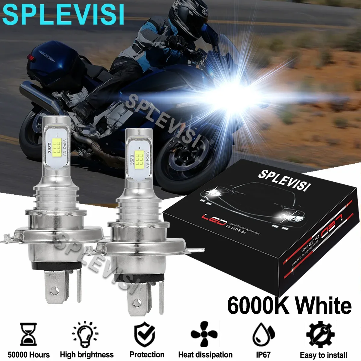 

2x White LED Motorcycle Headlights For Yamaha FJR1300A 2004-2014 RS Venture 2005-2018 Venture GT 2011-2015 luces para moto