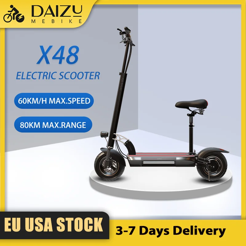 

X48 48V Lithium Battery Electric Scooter 60KM/H Maximum Speed Foldable E Scooter 80KM Maximum Distance 10" Road Tire for Adults