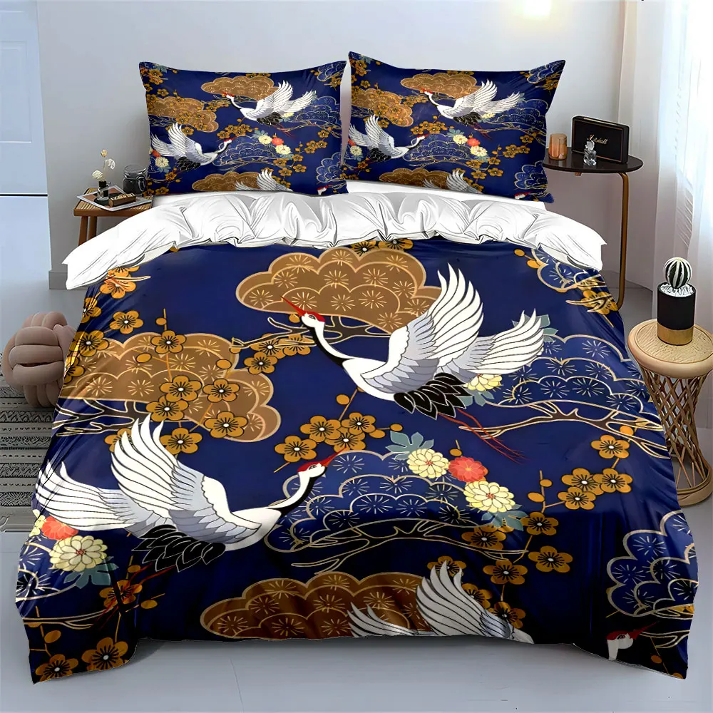 

Elegant Crane Pattern Decor Set Multiple sizes kid's and adults' bedroom Exquisite 3PC bedding set, gift