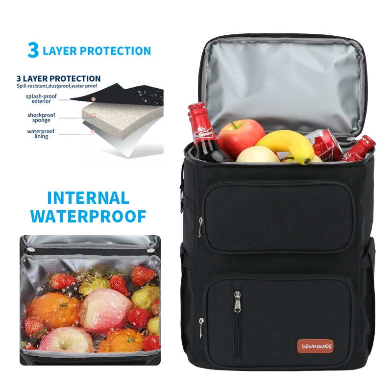 Imagem -04 - Grande Capacidade Térmica Piquenique Cooler Mochila Acampamento ao ar Livre Refeição com Abridor de Garrafa 100 Leakproof Isolado Cerveja Refrigerador Bolsas