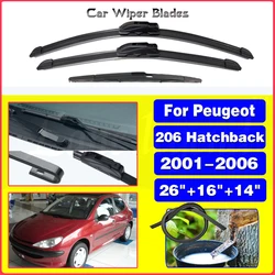 Wiper Front & Rear Wiper Blades Set Kit For Peugeot 206 Hatchback 2001-2006 2002 2003 Windshield Windscreen Window 26