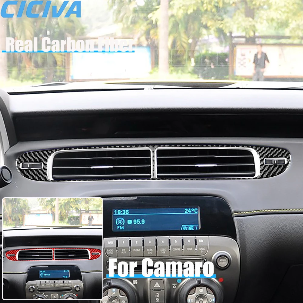 

Real Carbon Fiber Car Accessories Center Air Vent Trim Decorative Cover Soft Sticker For Chevrolet Camaro 5th Gen 2012-2015
