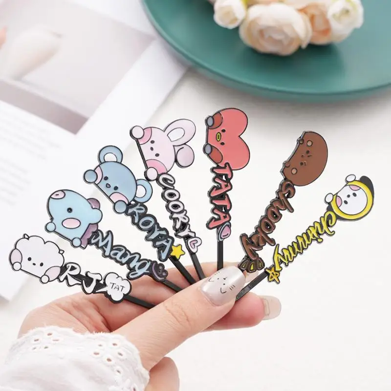 Kawaii Bt21 Girls Hair Clip Cartoon Animation Tata Shooky Cooky Rj Portable Washing and Makeup Clip Sweet Girl Hair Accessories