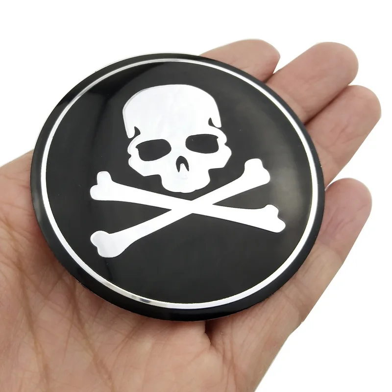 Stemmi Adesivi Per Coprimozzo – Motivo Teschio, Diametro 56,5 Mm, Confezione Da 4 Pezzi, Per Auto, Furgoni E Camion