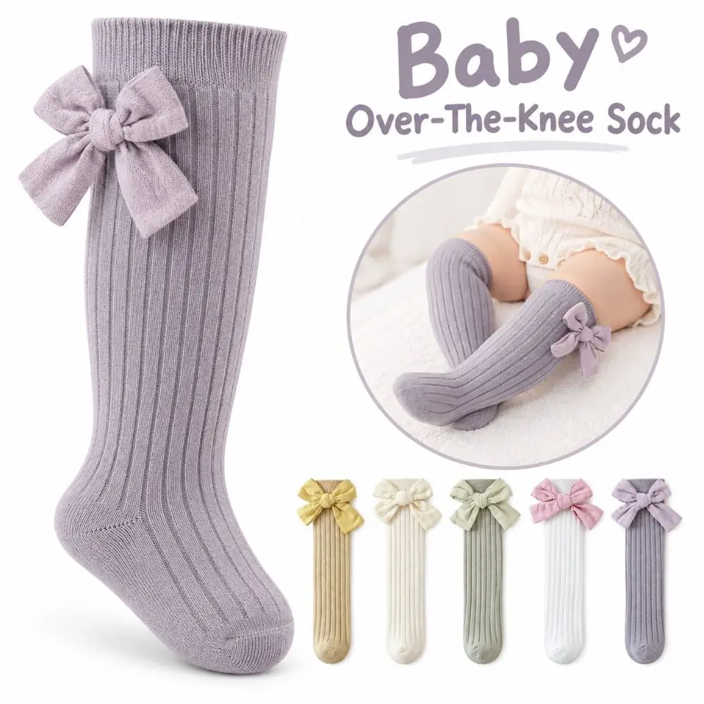 Cotton Baby Over-The-Knee Socks Big Bow High Elasticity Long Tube Socks Non-Slip Breathable Children'S Socks For Children