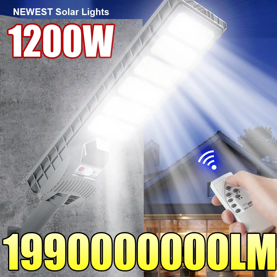 

9900000LM 1200W Outdoor Powerful Solar LED Lights Super Bright Street Light Motion Sensor Remote Control Waterproof Garden Solar
