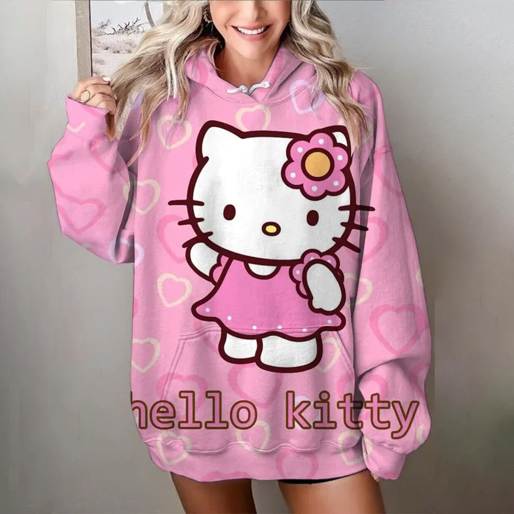 Fashion Hello Kitty Female Comfortable Hoodie Personality Fashion print Street Style Long Sleeve Top Autumn Female Sweatshirt