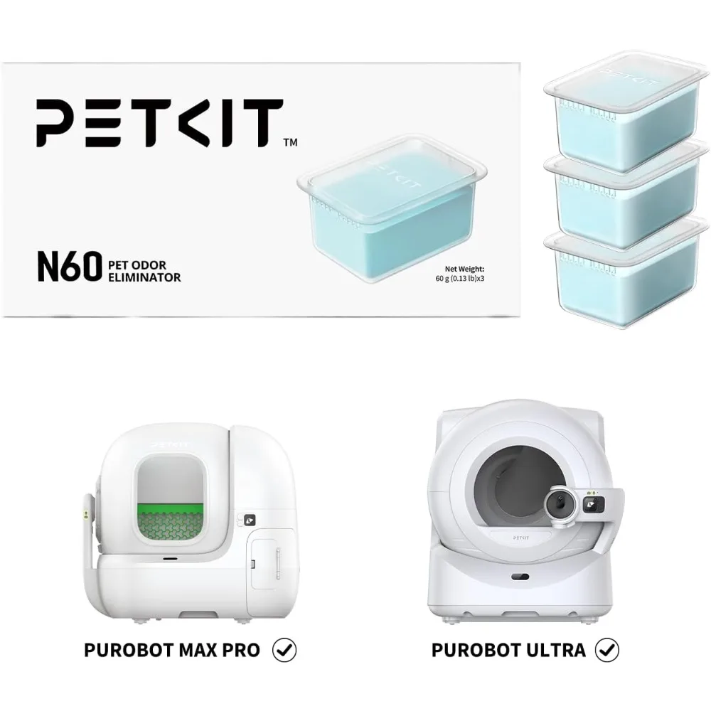 مزيل رائحة الحيوانات الأليفة Petkit N60 حصريًا لصندوق فضلات القطط PUROBOT Ultra ذاتي التنظيف، التحكم في رائحة مرحاض القطط (عبوة من 3 قطع)