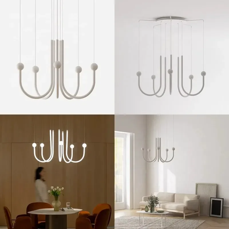 Cream Style Chandelier Retro Modern Minimalist Art Creative Personality Living Room Medium Hanging Light Fixture