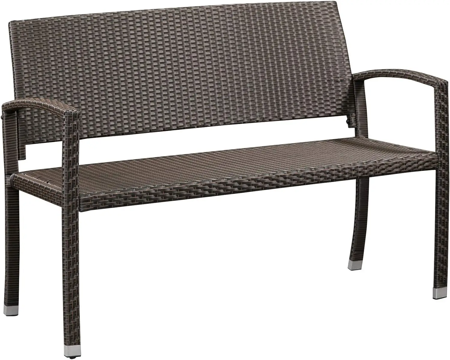 

Patio Sense 63363 Miles Patio PU Wicker Steel Frame All Weather Bench Attractive Woven Design Easy Assembly Lightweight Year