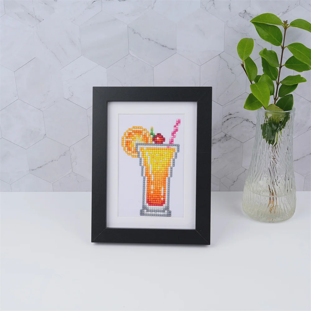Momoart Diamond Painting Drink Cartoon DIY Rhinestone Pictures Full Round Drill Mosaic Juice Handmade Hobby