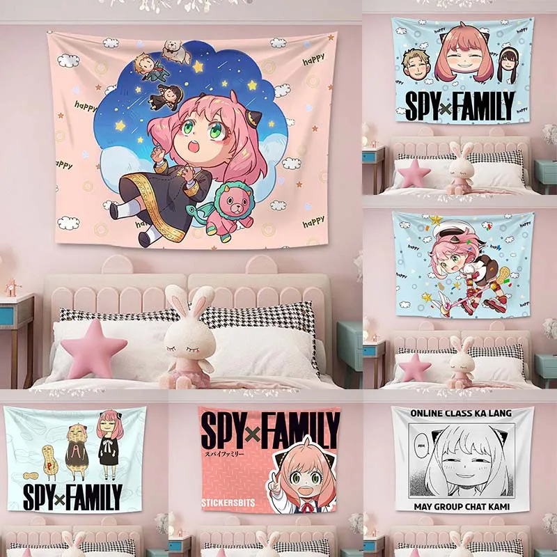 

Cute SPY×FAMILY Tapestry Cute Anya College Room Dormitory Party Tapestry Sofa Aesthetic Wall Tapestries Hanging Decor