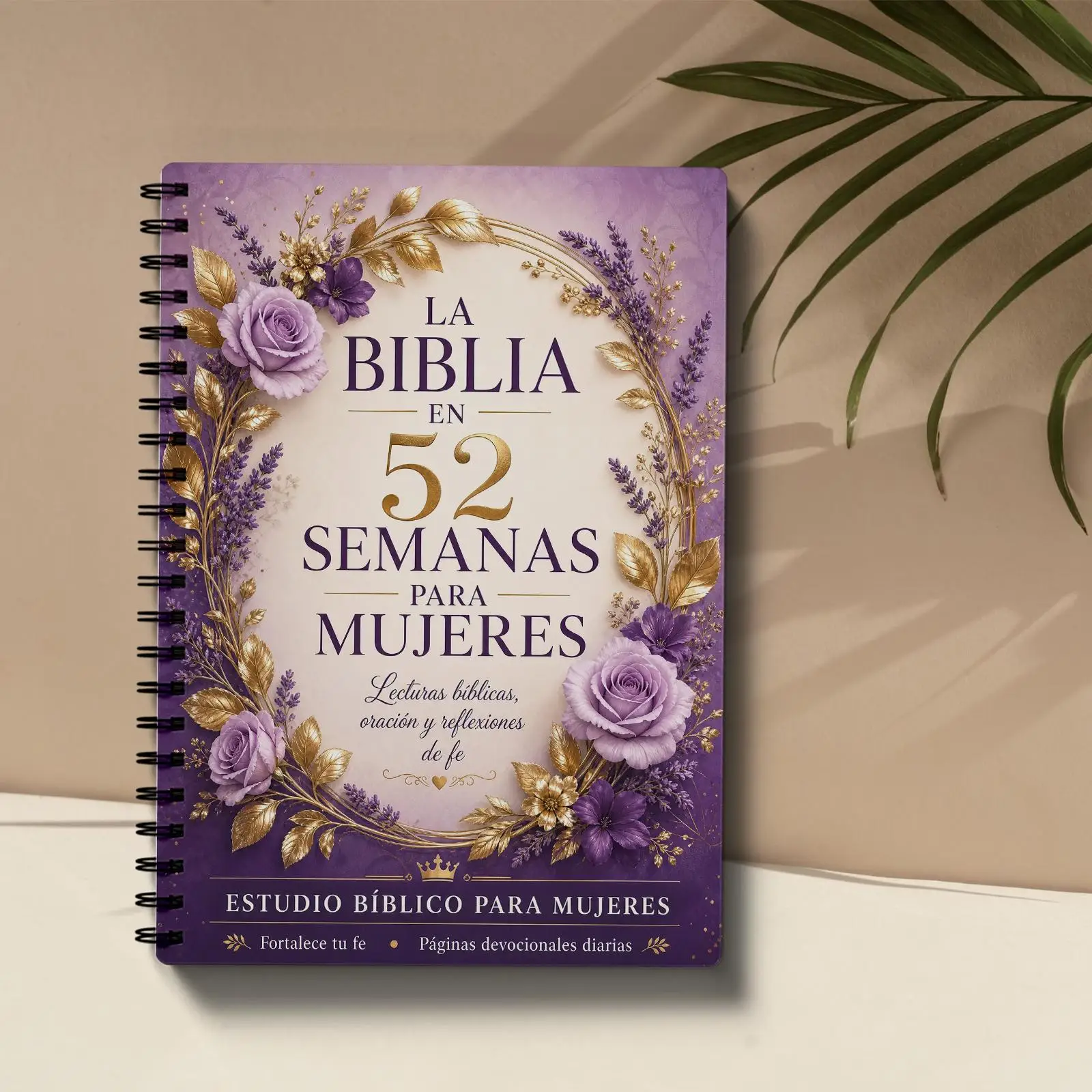 52-Week Spanish Bible Study Journal for Women, Floral Cover, Weekly Devotional Planner, Portable Faith Notebook