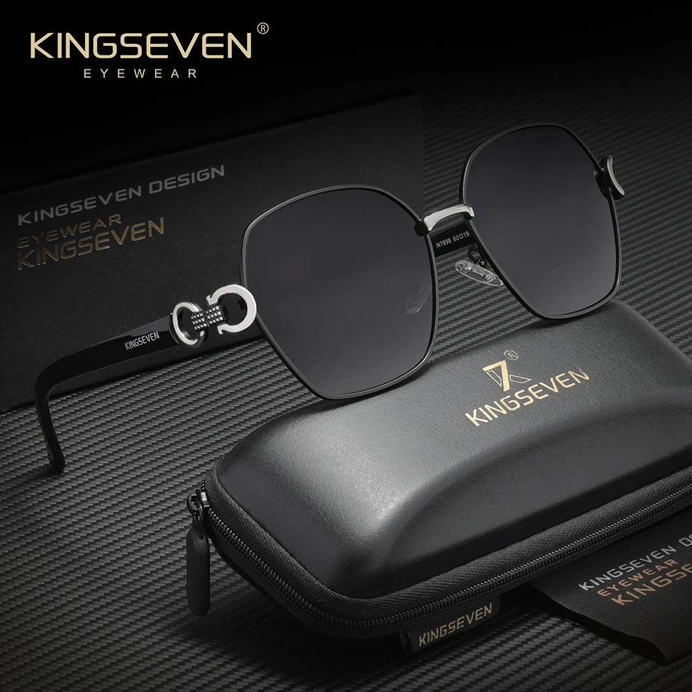 

KINGSEVEN Luxury Sunglasses Oversized Alloy Frame For Women Driving Glasses Polarized UV400 Eyewear