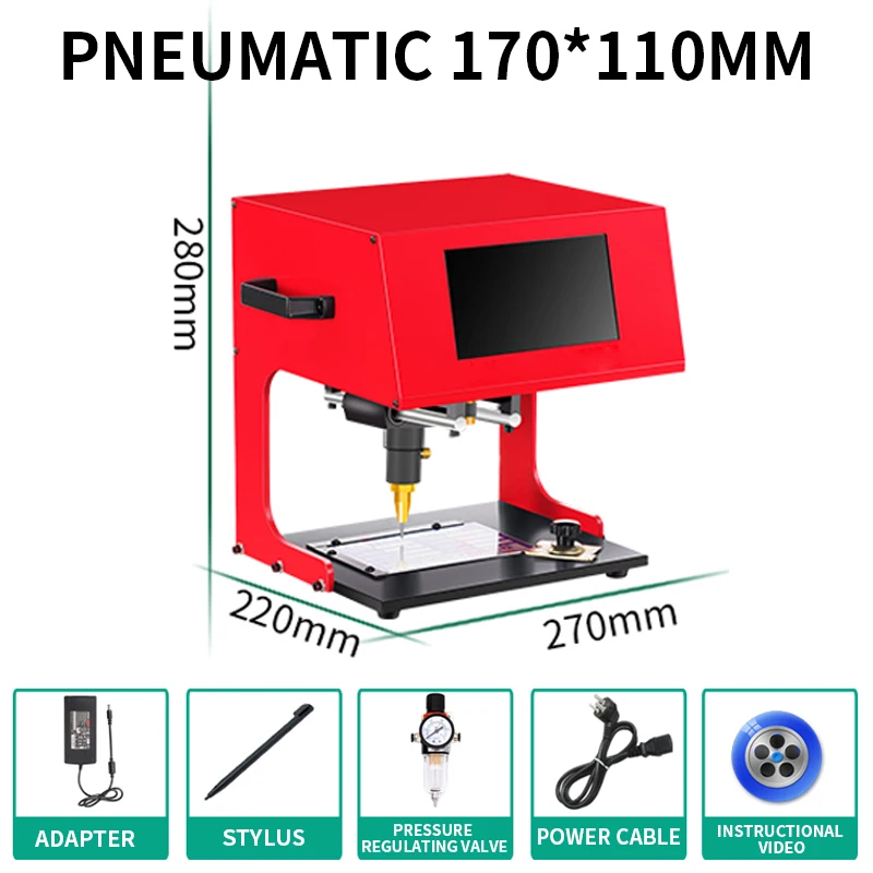 

Touch Desktop Marking Machine 170*110mm Pneumatic Marking machine Metal Electric Sign Machine Frame Nameplate Printer