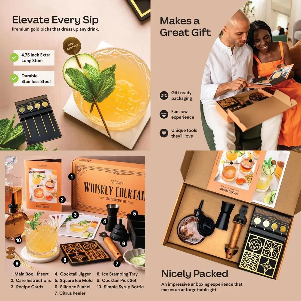 

Bar Gift Set: Engraved Ice Cubes & Molds for Whiskey Mixology Tools - Perfect for Dads & Mixologists