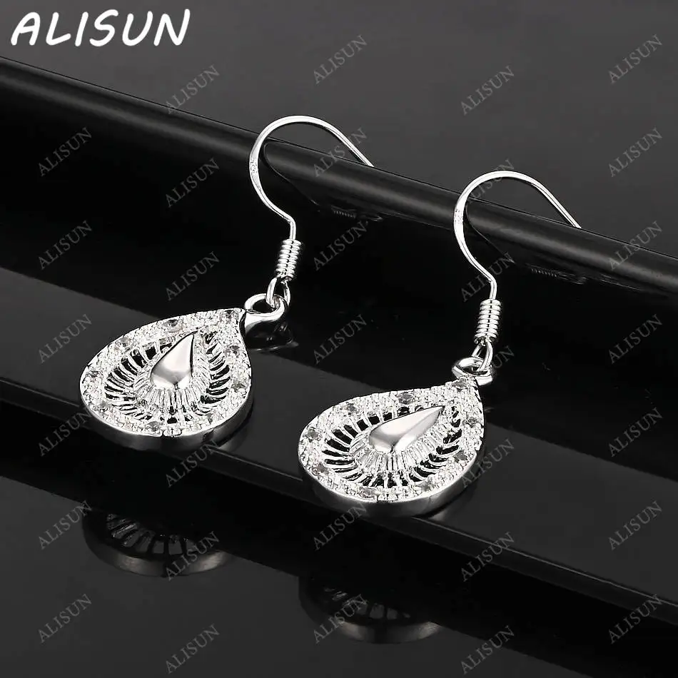 

ALISUN 925 Sterling Silver Design Zircons Earrings Drop Earring For Women Anniversary Gift Popular Wild Fashion Romantic Jewelry