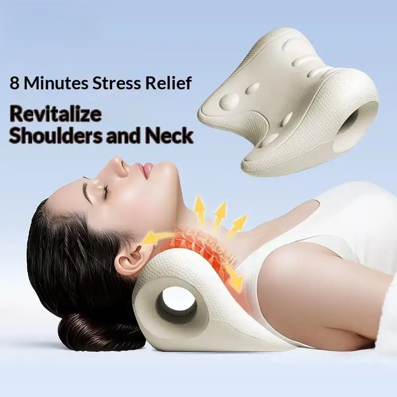 New Cervical Support Massage Pillow C-Shaped Contour Fatigue Relaxation Neck Shoulder Relaxer Multi-Purpose Use Acupressure