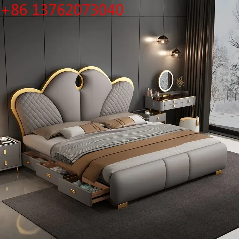 Cama Doble King Size de Diseño Moderno y Lujoso para Adultos, Cama Queen Size Tipo Loft, Ahorra Espacio, Muebles para Dormitorio