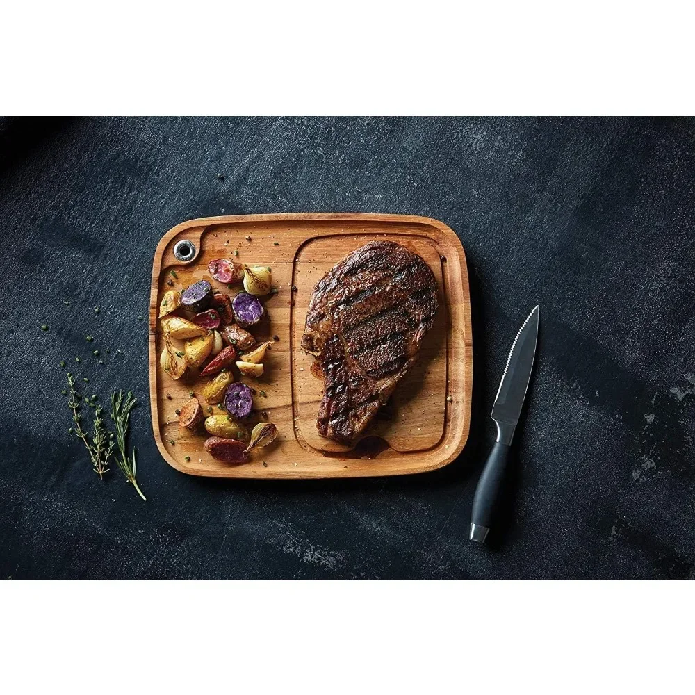 

Circle R Branding Iron for Steak, Buns, Wood & Leather | Includes Redwood Plank & Wood Steak Plate
