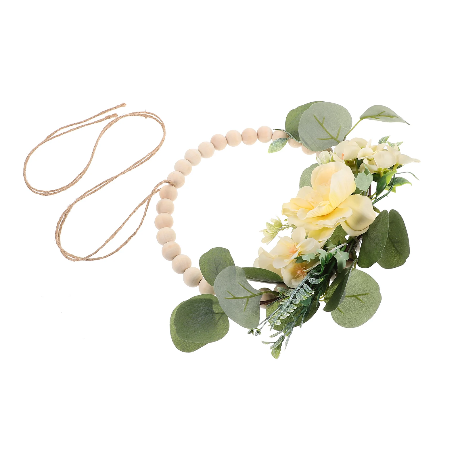 

Artificial 34 Beads Wreath Wooden Flower Tea Color Decor Wall Door Tree Hanging Rustic Valentine Farmhouse Wedding Home