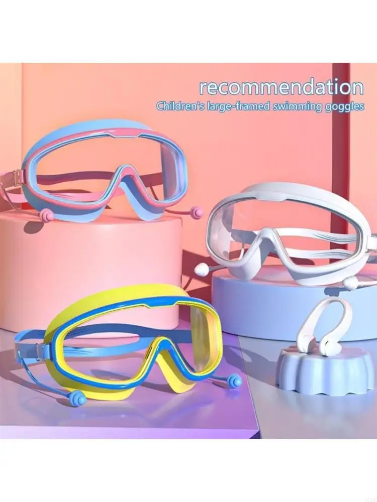  Kid Swimming Goggles for Kids 3-16 Wide View Swim Goggles with Nose Clip Earplugs Water and Frogs Resistant Swim Goggles