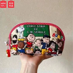 Miniso Cartoon Cute Snoopy Joint Borsa per penne stampata Cancelleria Borsa per trucco di grande capacità Studente