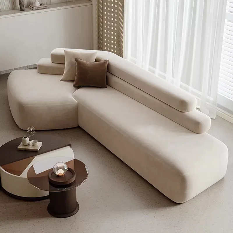 French retro fabric sofa creative living room large apartment home wabi wind designer special-shaped corner sofa