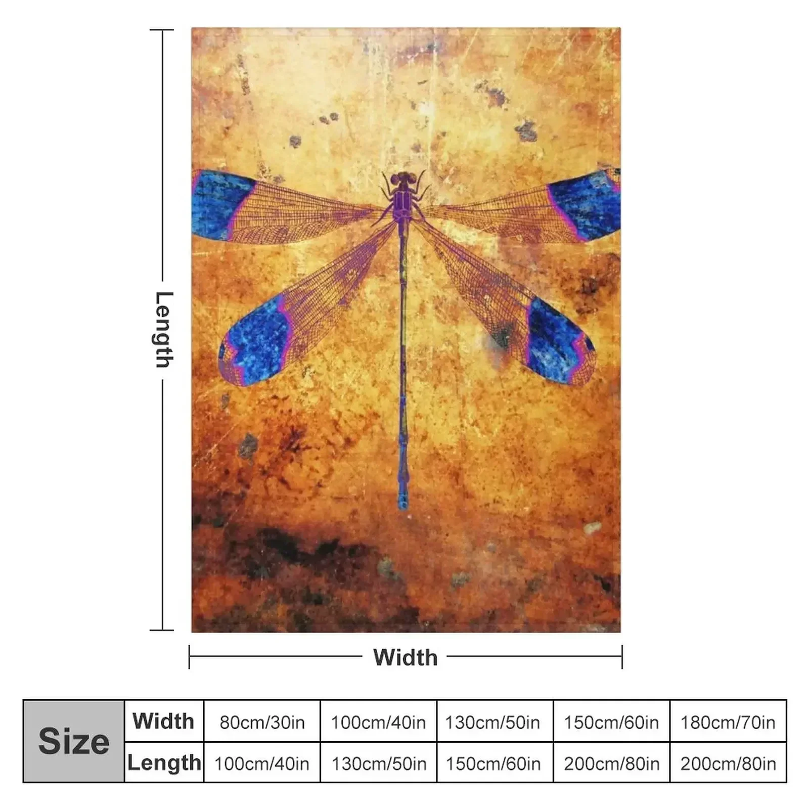 Dragonfly in Amber Throw Blanket Bed covers Hair Blankets