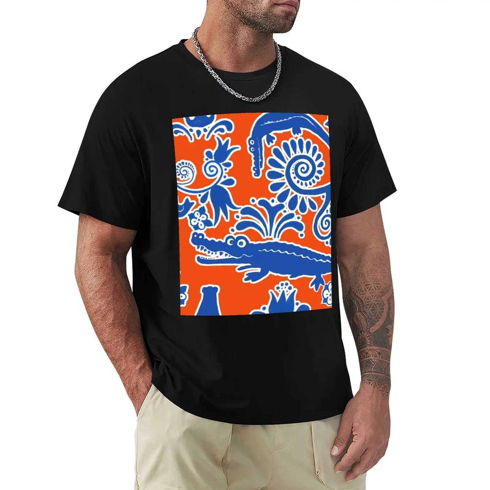 Gator Toile Orange and Blue T-Shirt Athletic Quick Dry T-Shirt for Men