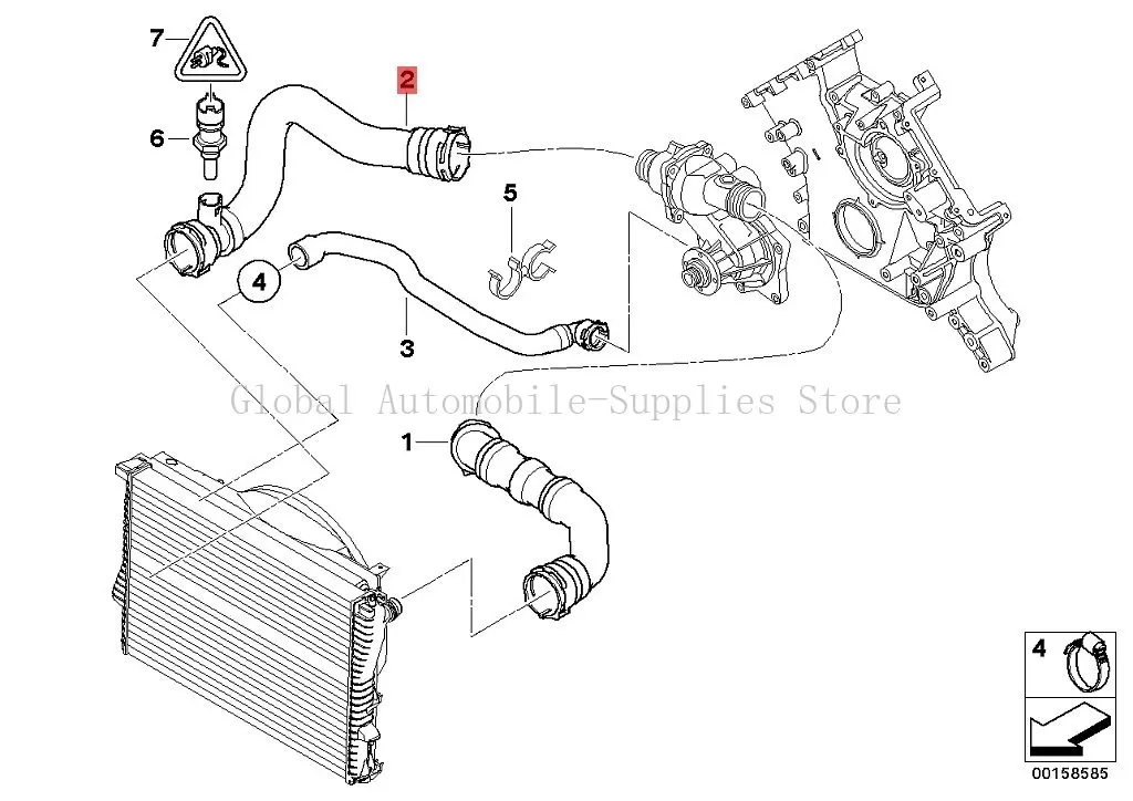 Engine Radiator Coolant Hose 11537505229 11531711322 11537503725 for BMW E39 540i E38 740i 740iL E52 Z8 4.4L Lower 1999-2003