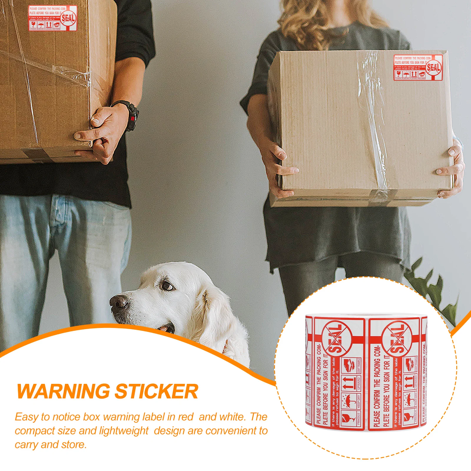 

1pcs 1 Roll Handle With Care Warning Labels Fragile Adhesive Stickers For Shipping Packing Lightweight Compact Red White Paper
