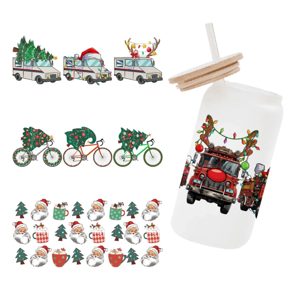 11x24cm Christmas Holiday and New Year For 16oz Toys Transfer Sticker Custom DIY Self Adhesive Labels