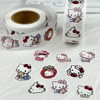 500PCS Cute Hello Kitty Roll Stickers Sanrio Anime Sticker Decorative Luggage Notebook Guitar Bike Classic Cartoon Decal Toys