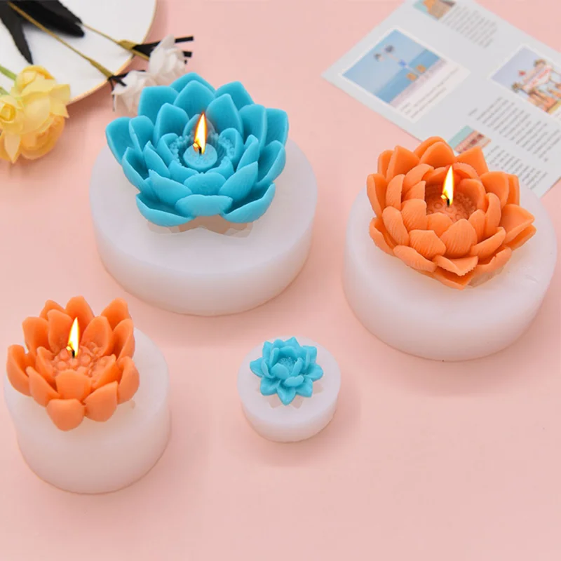 Rose Lotus Candle Silicone Mould Flower Soap Resin Crystal Mold Ice Cube Chocolate Making Tool Wedding Decor Mother's Day Gift