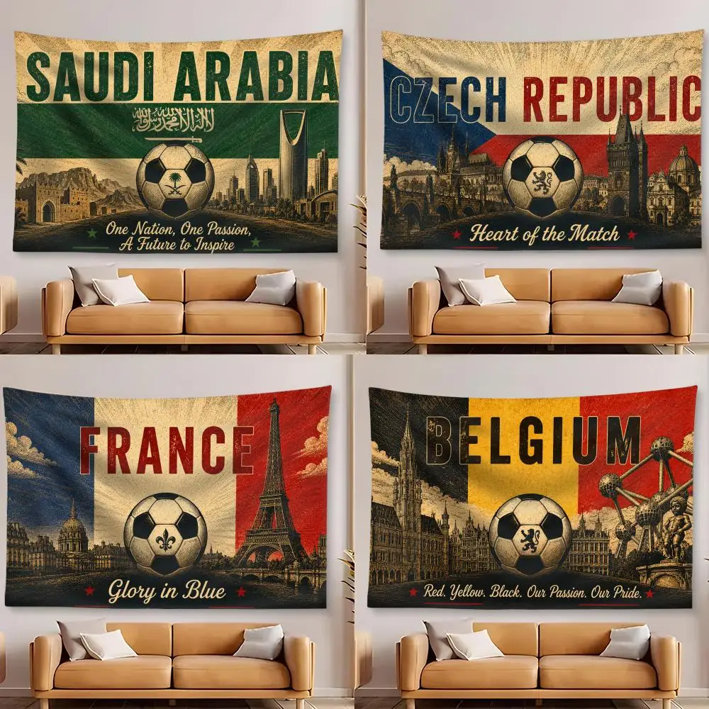 Klassische Fußball-Leidenschaft-Wandteppiche, individuelle Wanddekoration für Wohnzimmer, Schlafzimmer, Party, Wohnheim, Bohemian-Dekoration, mit befestigtem Clip