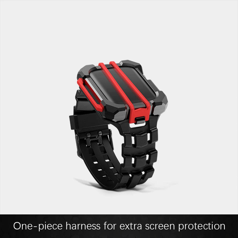 Case+Strap for Apple Watch Band Rubber 45mm 44mm 42mm Sports Outdoor Bumper Frame Loop Military Army for Iwatch Series 8 7 6 5 4