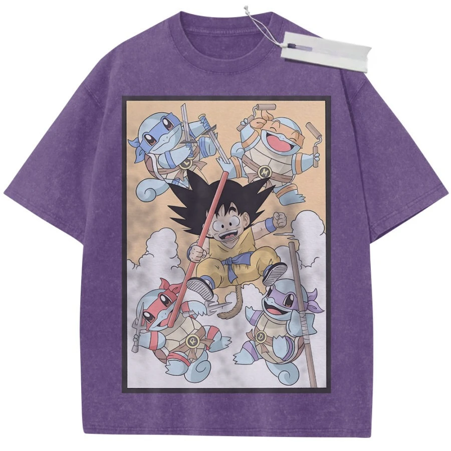 2026 Summer Men's Black Washed T - Shirt Dragon Ball Kame Sennin Turtle Ninja High - Quality Fabric for Casual Shopping view 4