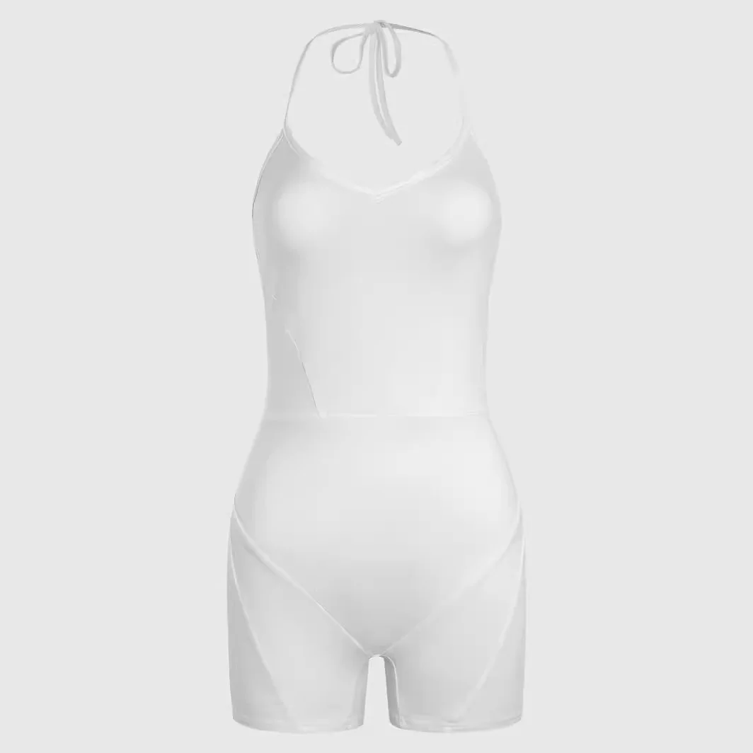 BKLD-ropa de verano para mujer, peleles blancos a la moda, trajes sexys para Club nocturno, espalda abierta, Color sólido, tirantes finos, novedad de 2024