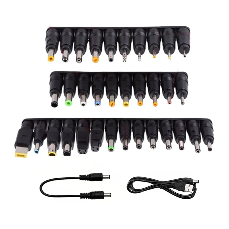 

Y6U6 DC5521 Converters DC5.5x2.1 Charging Cable with 34PCS Plugs Connectors Adapters