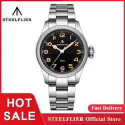 STEELFLIER-reloj de cuarzo oficial SF741, piloto de lujo, espejo de zafiro suizo C3 luminoso VH31, movimiento silencioso, a la moda, resistente al agua hasta 200M