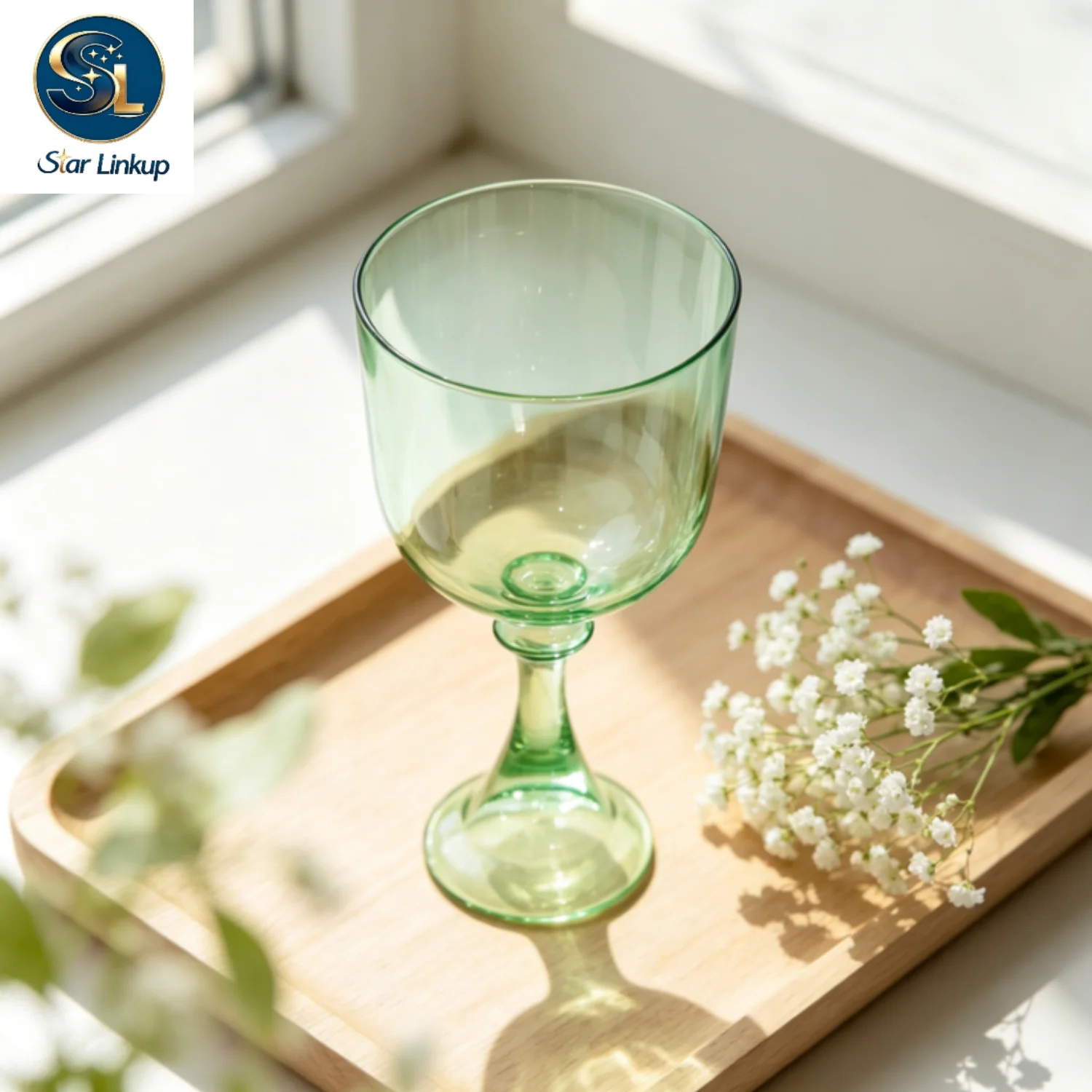 STAR LINKUP 7‑8.5 Inch Transparent Green Quartz Crystal Chalice Singing Bowl 432Hz/440Hz Note Sound Healing Chakra Balancing Yoga Meditation Sound Bath Percussion Instrument With Mallet