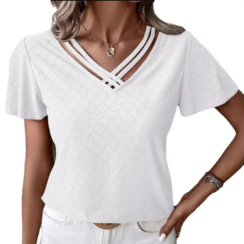 

Slimming Collar Base irt ort Sve T-irt Women's Casual Sle Faionable Lace irt Snowflake Pattern Winter Collection