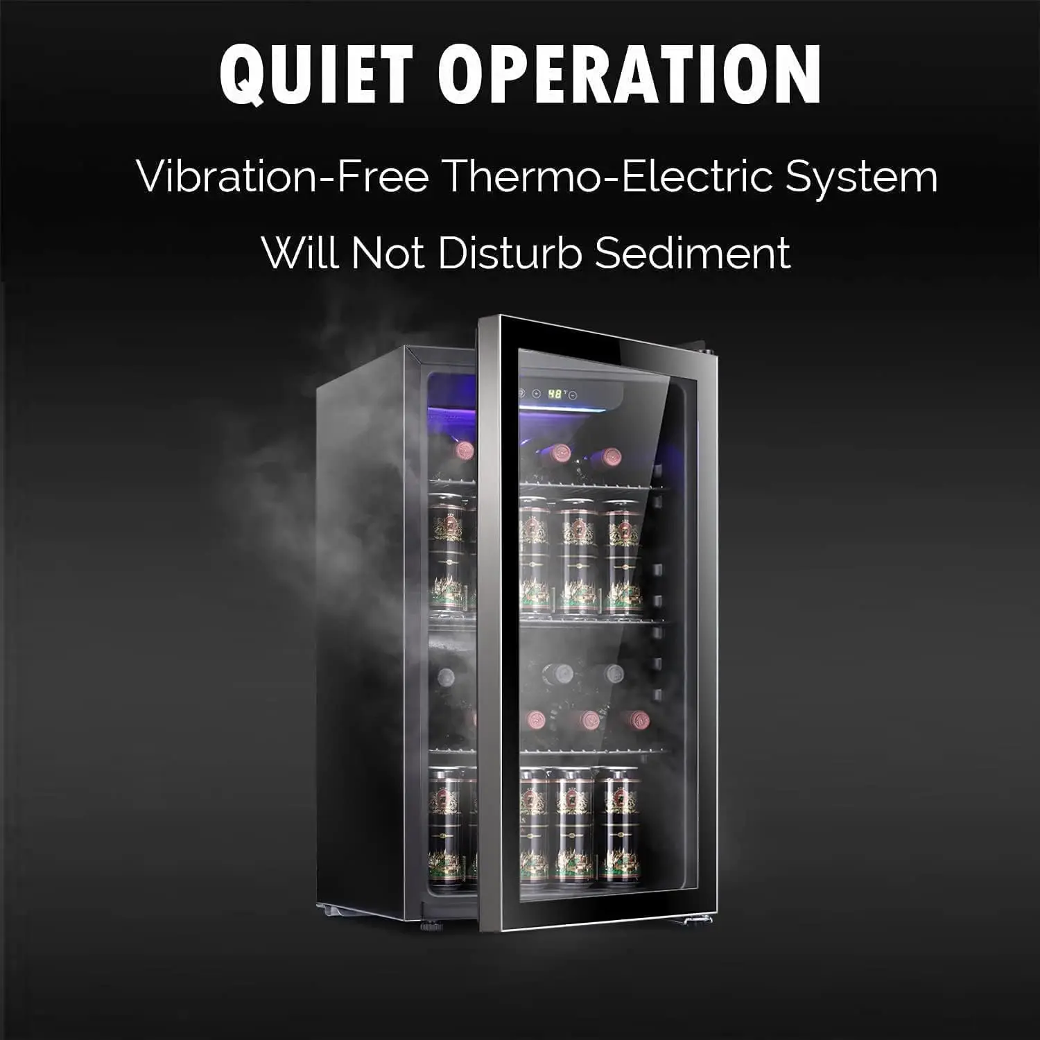 Wine Cooler/Cabinet Beverage Refrigerator Mini Wine Cellar Beer Soda Clear Glass Door Bar Fridge Quiet Compressor Adjust Temp Fr