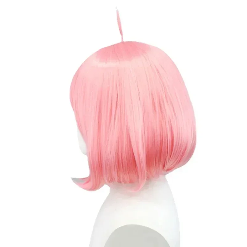 Anime Spy keluarga palsu Pink pendek Cosplay Wig Anya palsu rambut pendek seragam Wig simulasi kulit kepala pesta Halloween wanita